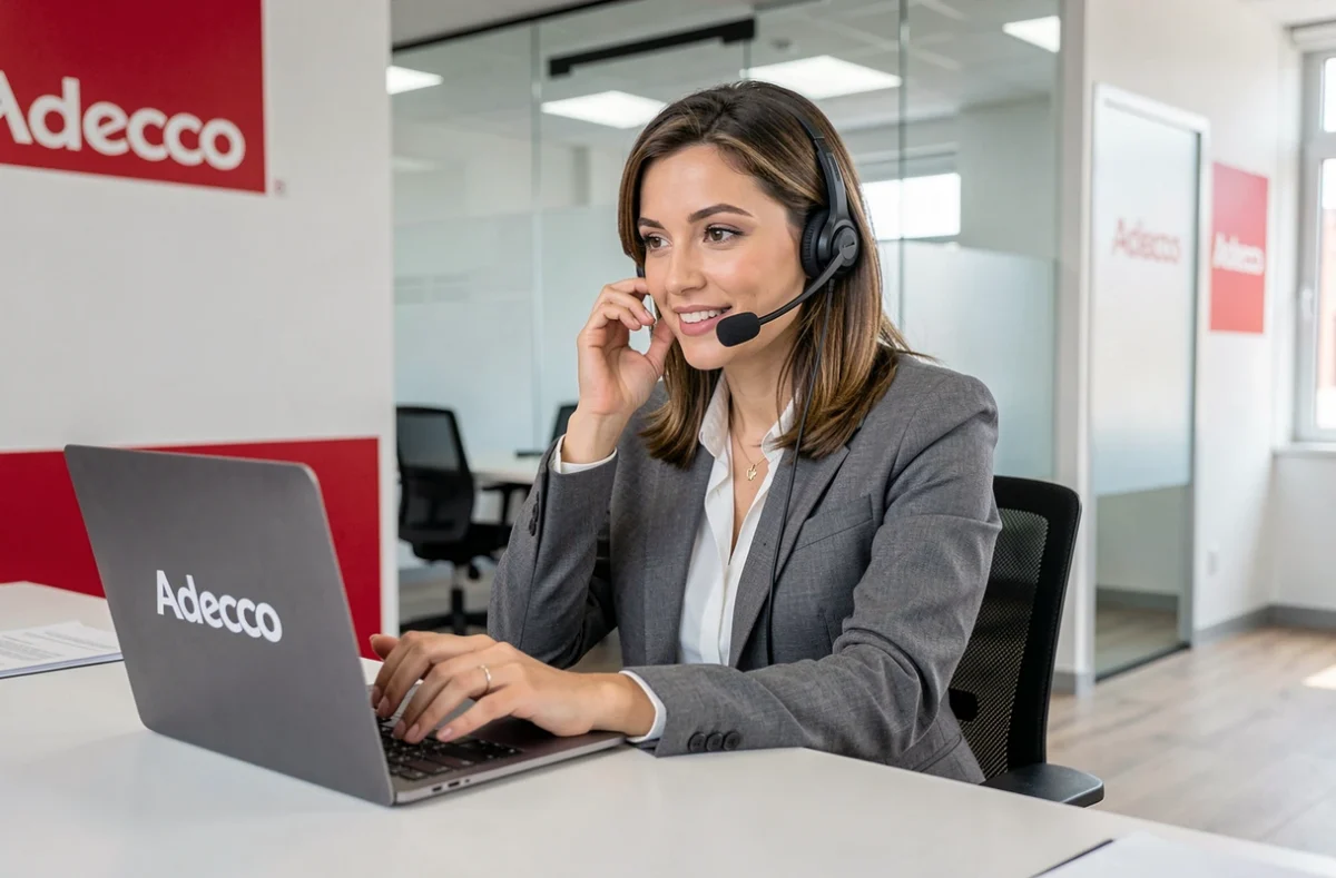 Une recruteuse Adecco en plein travail dans une agence Adecco en Bretagne