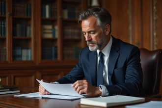 Avocat en costume dans un bureau français traditionnel