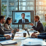 Groupe de professionnels en réunion dans un bureau moderne
