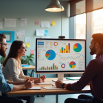 Equipe diverse collaborant dans un bureau lumineux pour l'automatisation marketing