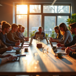 Espace coworking moderne avec entrepreneurs collaborant