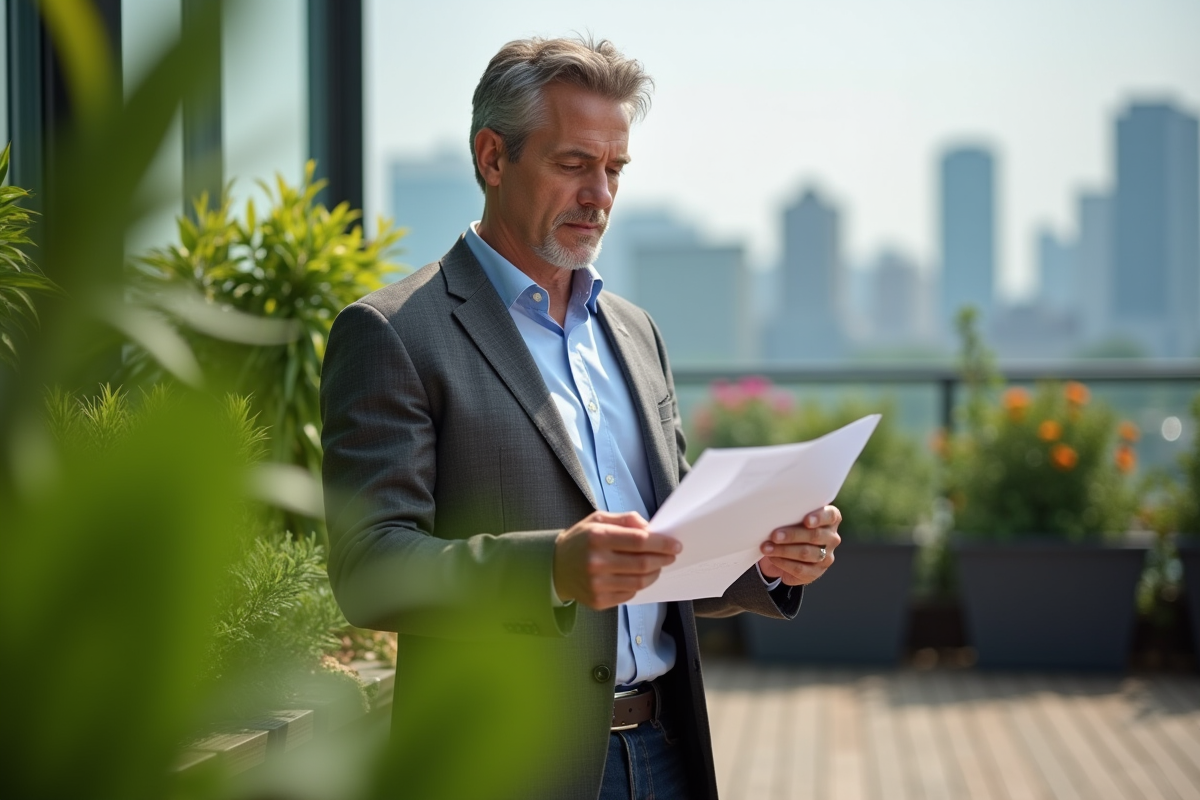 Executif en extérieur dans un jardin urbain durable