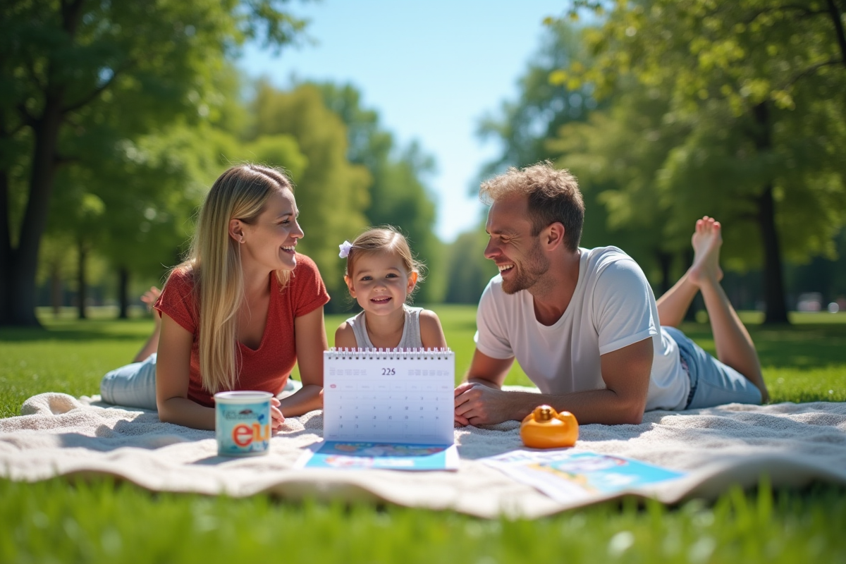Famille profitant d un pique-nique avec calendrier 2026