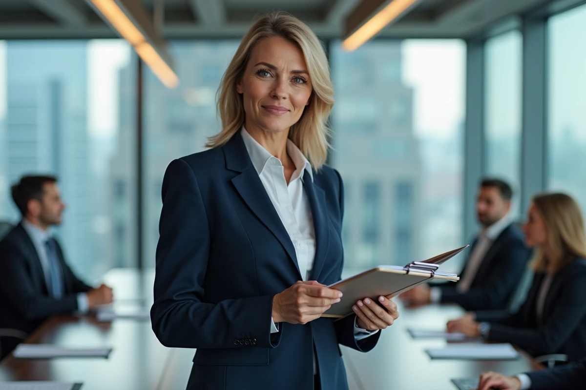 Femme d affaires confiante en réunion dans un bureau moderne
