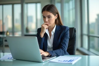 Femme d'affaires en réunion dans un bureau moderne