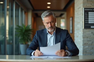 Homme d'affaires en costume dans un bureau moderne