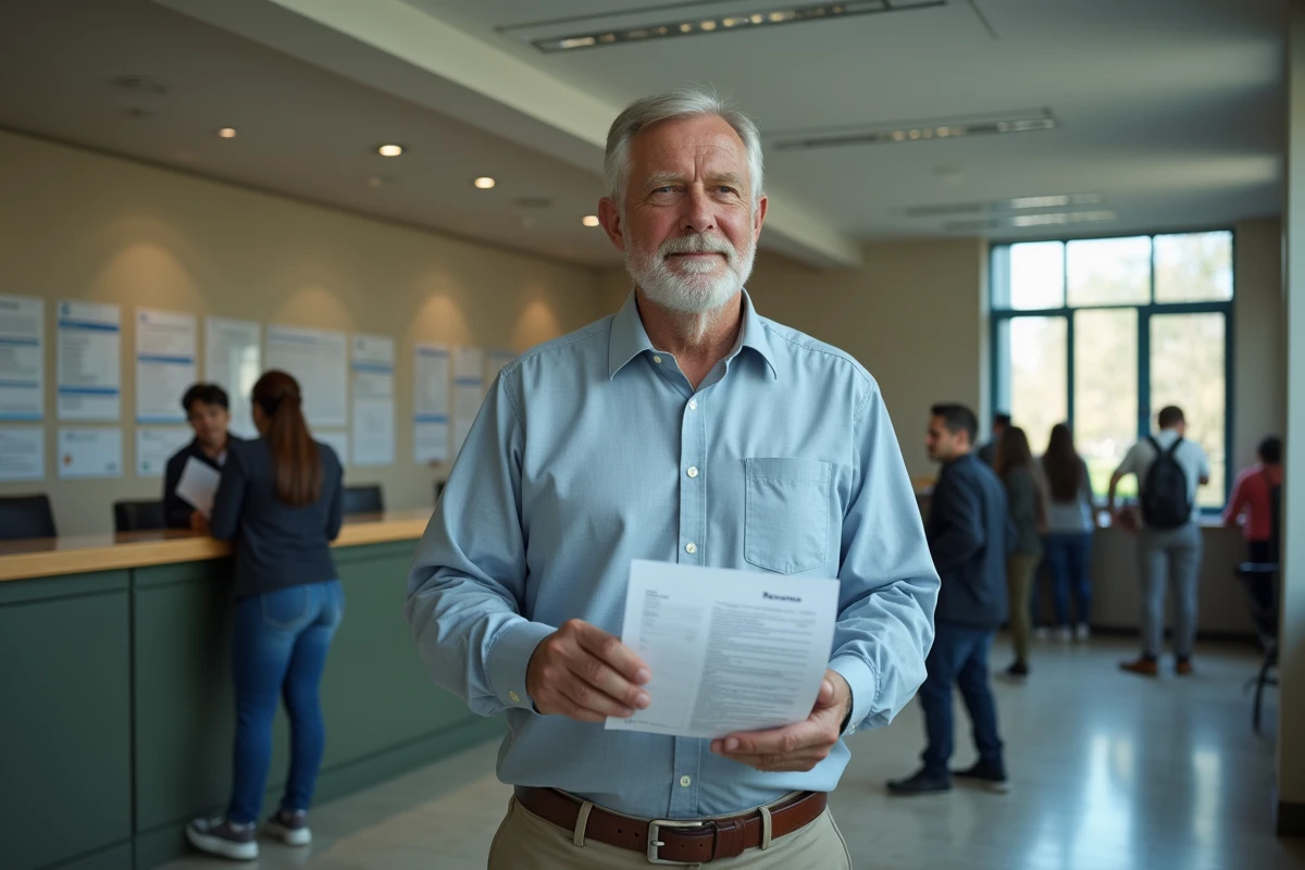 Homme tenant un CV dans un centre d