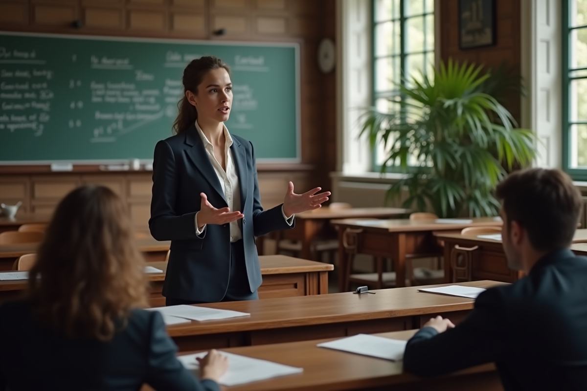 Jeune femme legaliste française parlant lors d