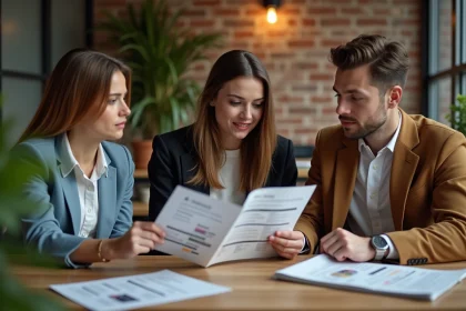 Groupe de jeunes professionnels en réunion dans un espace coworking