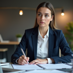 Responsable conformité en bureau avec documents